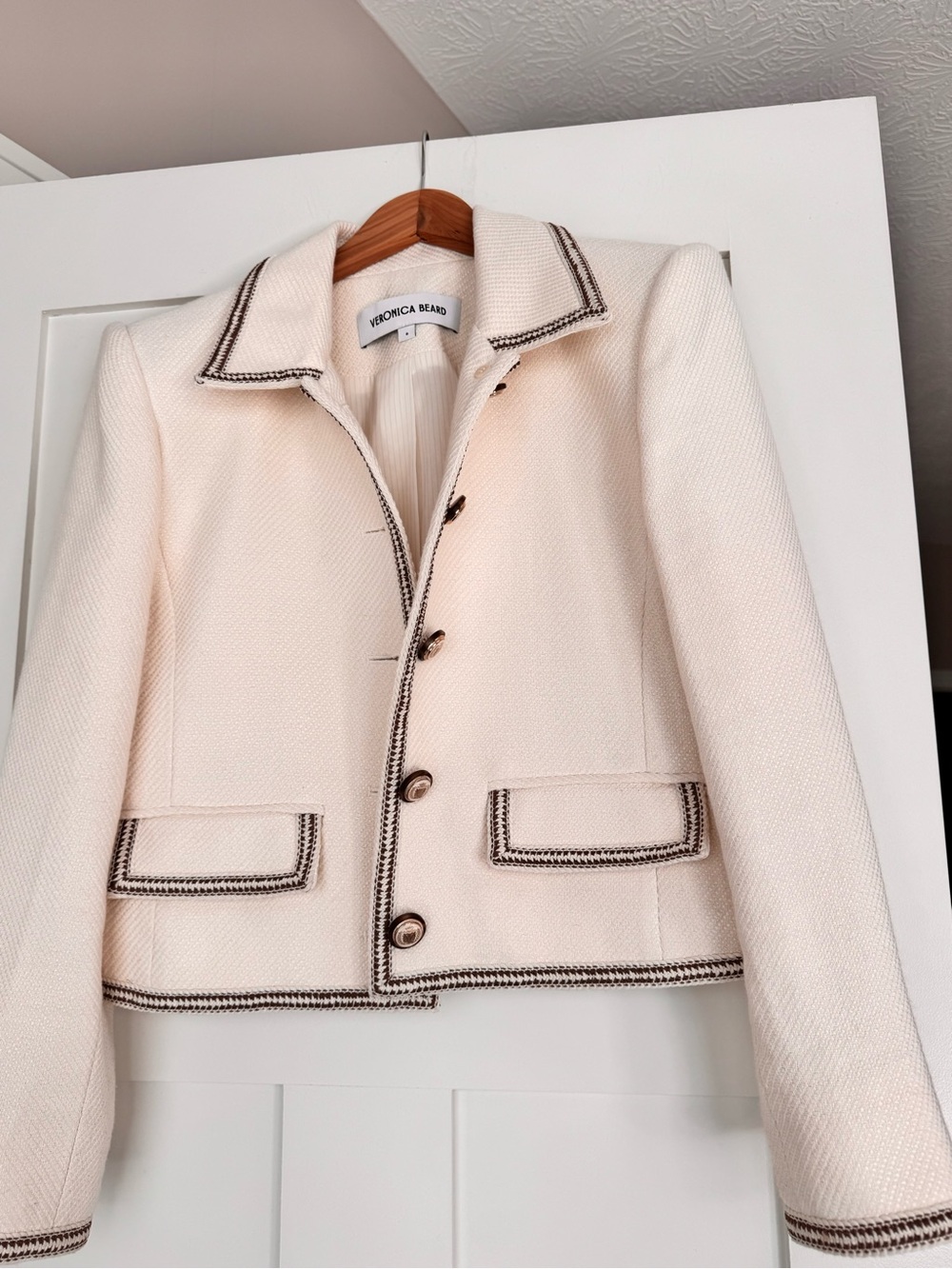 Veronica Beard Ivory Makayla cropped jacket